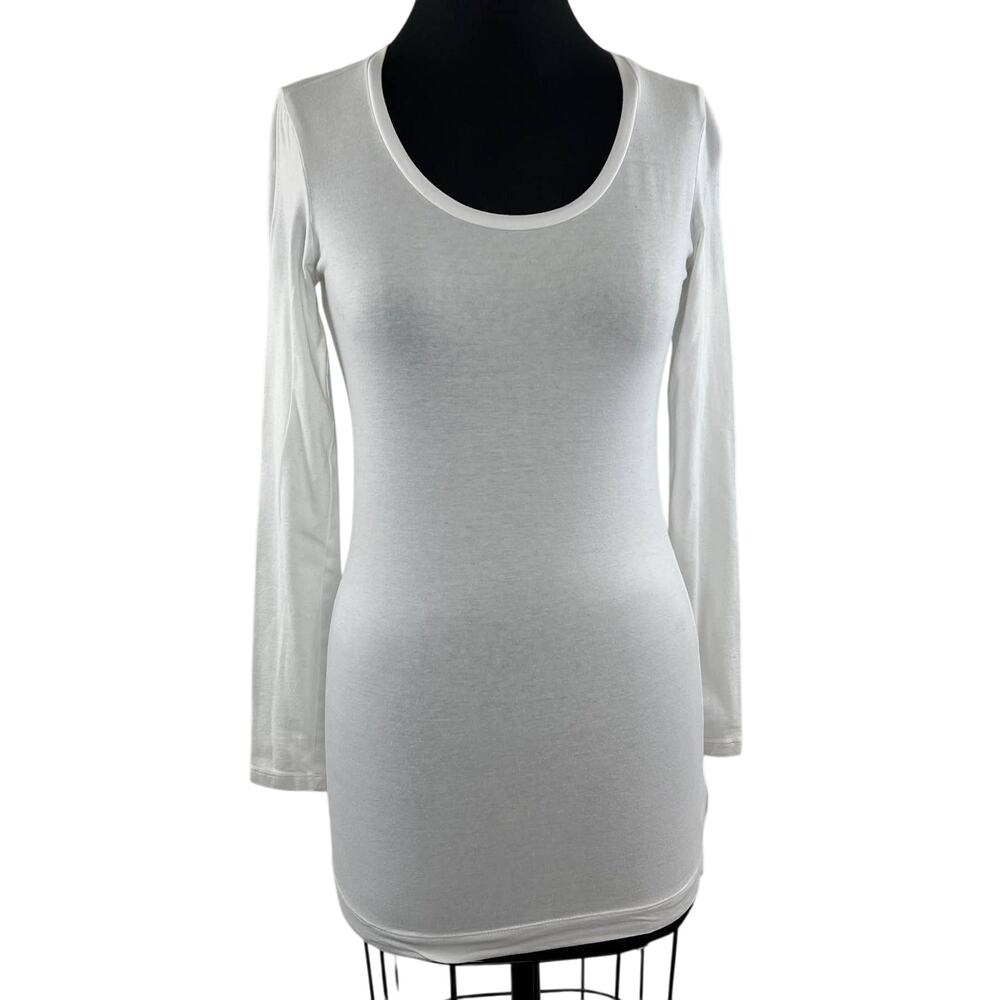 White + Warren White Long Sleeve Crewneck Pullover Shirt Layer Basic Top Size XS